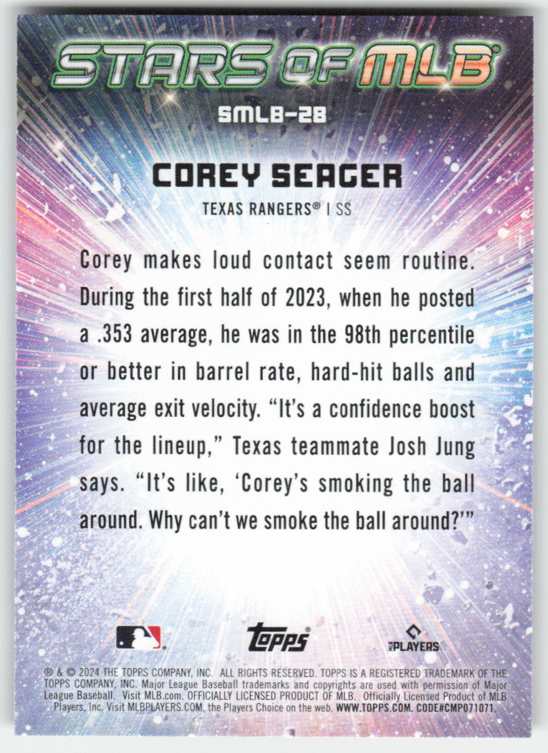2024 Topps #SMLB-28 Corey Seager Stars of MLB Texas Rangers 995