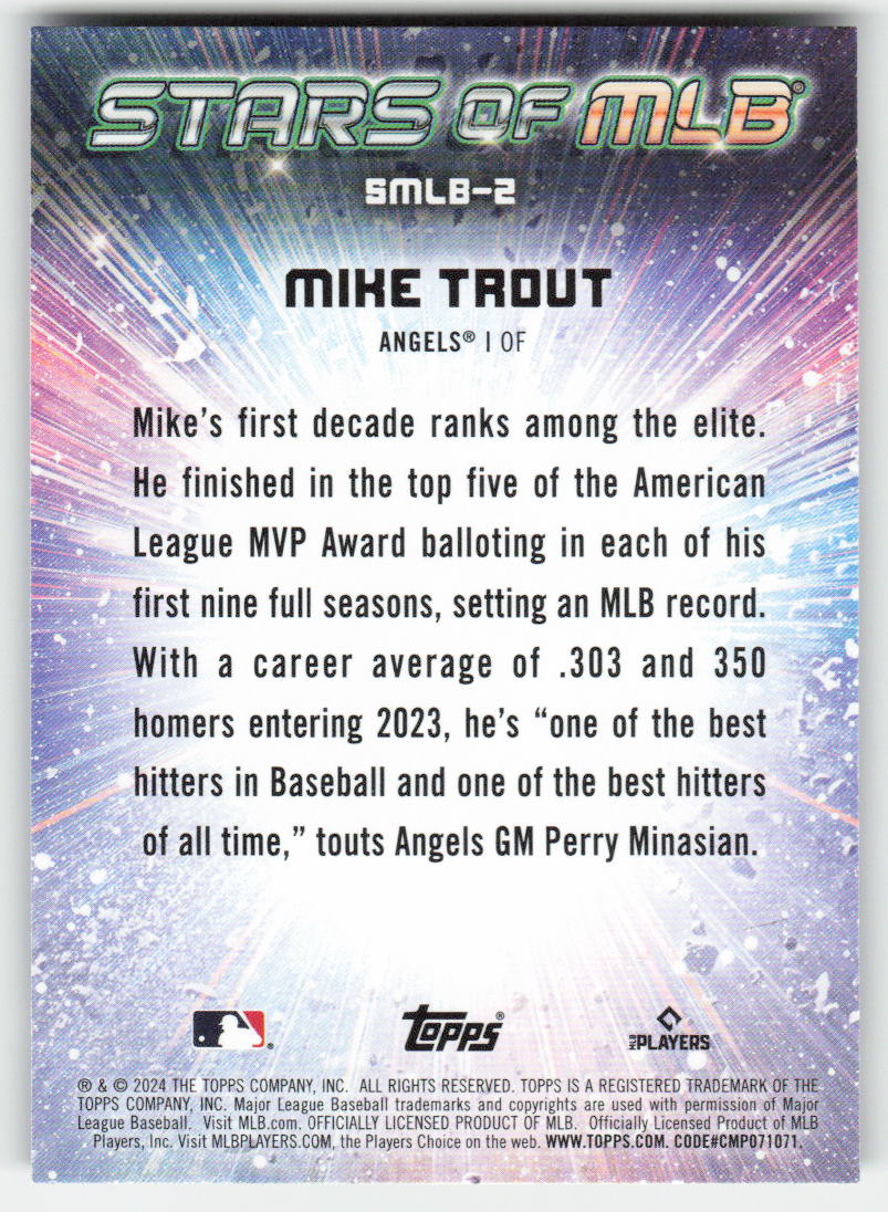 2024 Topps #SMLB-2 Mike Trout Stars of MLB Los Angeles Angels 1039