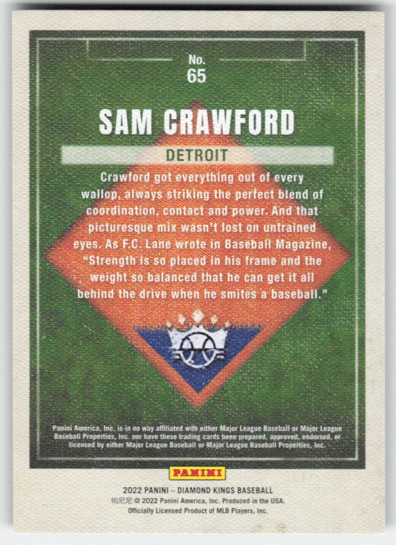 2022 Panini Diamond Kings #65 Sam Crawford Framed Blue Detroit Tigers 1118