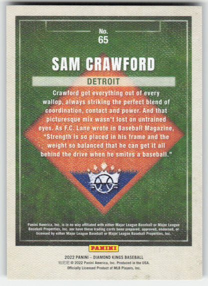 2022 Panini Diamond Kings #65 Sam Crawford Framed Blue Detroit Tigers 1118