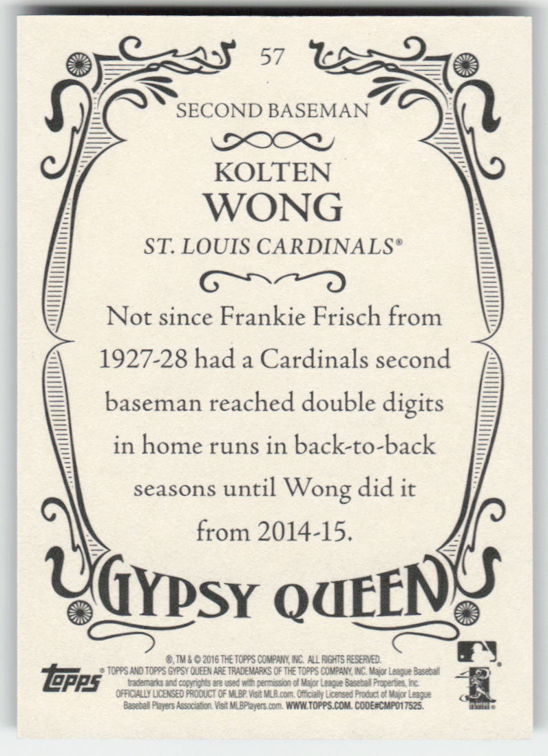 2016 Topps Gypsy Queen #57 Kolten Wong Framed Green St. Louis Cardinals 1121