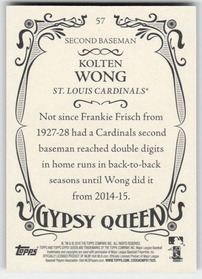 2016 Topps Gypsy Queen #57 Kolten Wong Framed Green St. Louis Cardinals 1121