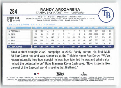 2024 Topps #284 Randy Arozarena Tampa Bay Rays 1175