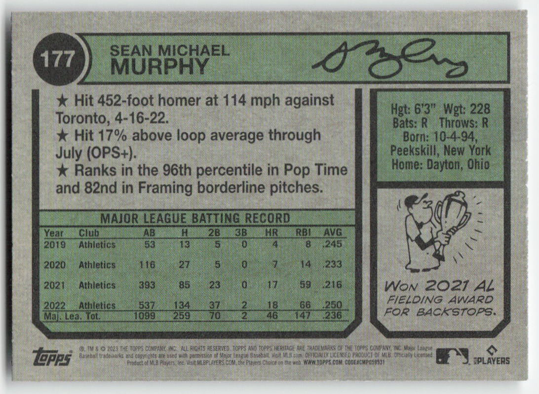 2023 Topps Heritage #177 Sean Murphy Atlanta Braves 1203