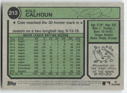 2023 Topps Heritage #213 Kole Calhoun Texas Rangers 1214