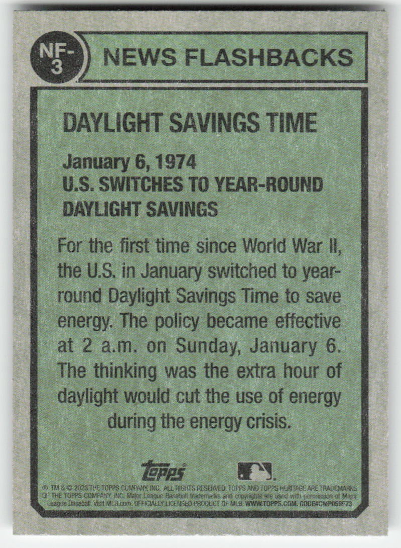 2023 Topps Heritage #NF-3 Daylight Savings Time News Flashbacks 1215