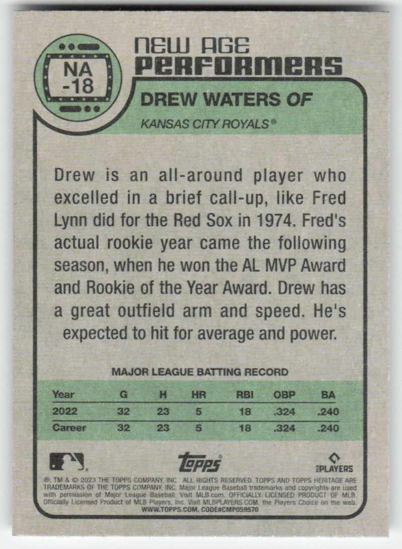 2023 Topps Heritage #NA-18 Drew Waters New Age Performers Royals 1216