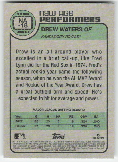 2023 Topps Heritage #NA-18 Drew Waters New Age Performers Royals 1216