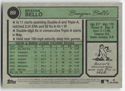 2023 Topps Heritage #89 Brayan Bello Boston Red Sox Rookie 1222