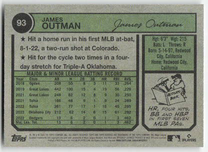 2023 Topps Heritage #93 James Outman Los Angeles Dodgers Rookie 1225