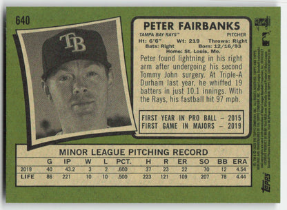 2020 Topps Heritage #640 Peter Fairbanks Tampa Bay Rays Rookie 1240