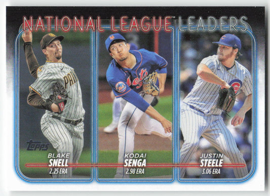 2024 Topps #212 NL Leaders ERA (Blake Snell / Senga / Steele) 1245