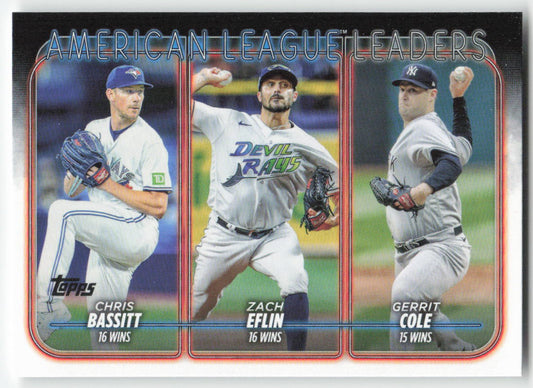2024 Topps #57 AL Leaders Wins (Bassitt / Eflin / Gerrit Cole) 1246