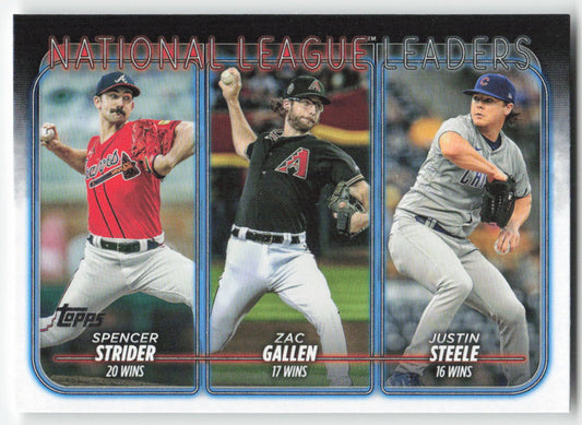 2024 Topps #309 NL Leaders Wins (Strider / Zac Gallen / Steele) 1247