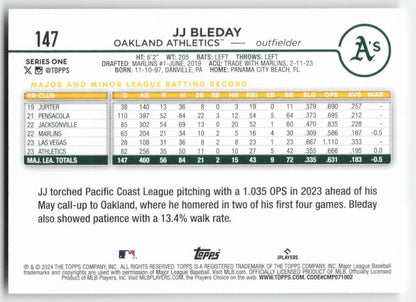 2024 Topps #147 JJ Bleday Oakland Athletics 1252