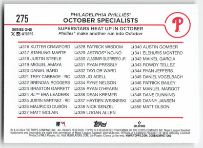 2024 Topps #275 October Specialists: Superstars Heat Up in October Phillies 1254