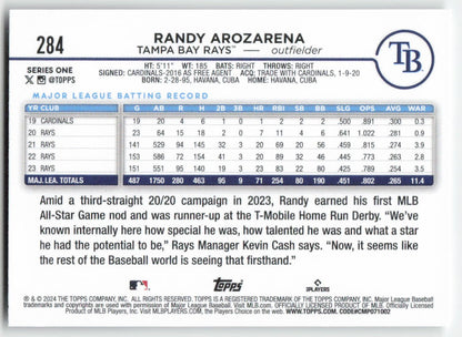 2024 Topps #284 Randy Arozarena Tampa Bay Rays 1259