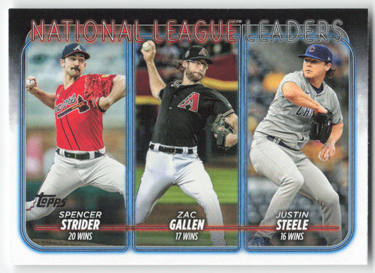 2024 Topps #309 NL Leaders Wins (Spencer Strider / Gallen / Steele) 1260