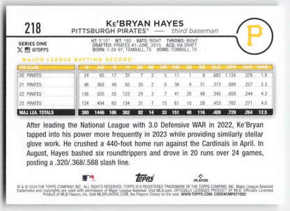 2024 Topps #218 Ke'Bryan Hayes Pittsburgh Pirates 1263