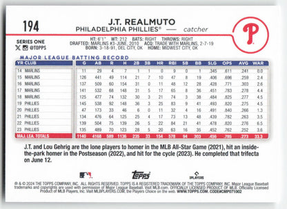 2024 Topps #194 J.T. Realmuto Philadelphia Phillies 1264
