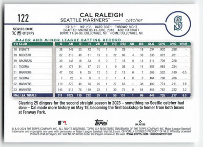 2024 Topps #122 Cal Raleigh Seattle Mariners 1265
