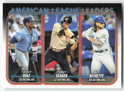 2024 Topps #149 AL Leaders Batting Average (Díaz / Seager / Bichette) 1267
