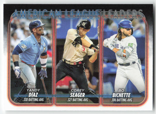 2024 Topps #149 AL Leaders Batting Average (Díaz / Seager / Bichette) 1267
