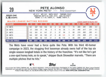 2024 Topps #20 Pete Alonso New York Mets 1271