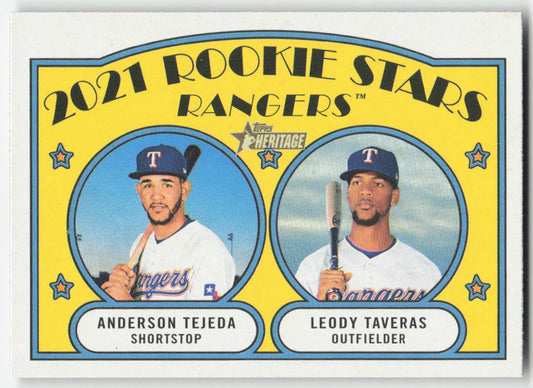 2021 Topps Heritage #400 Rangers 2021 Rookie Stars (Tejeda / Taveras) 1276