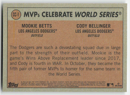 2021 Topps Heritage #CC-1 Betts / Bellinger Combo Cards Los Angeles Dodgers 1280