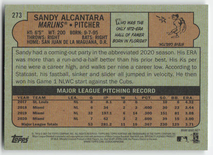 2021 Topps Heritage #273 Sandy Alcantara Miami Marlins 1289