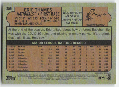 2021 Topps Heritage #359 Eric Thames Washington Nationals 1293
