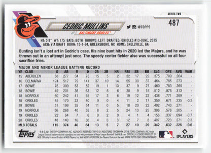 2021 Topps #487 Cedric Mullins Baltimore Orioles 1306
