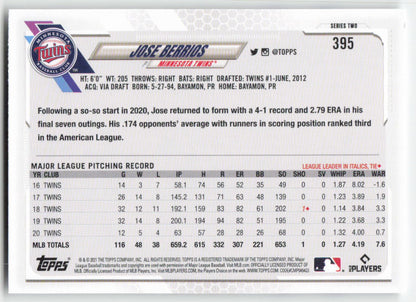 2021 Topps #395 Jose Berrios Minnesota Twins 1314