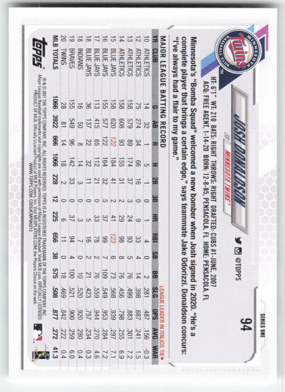 2021 Topps #94 Josh Donaldson Minnesota Twins 1325