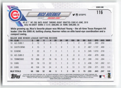 2021 Topps #116 Nico Hoerner Chicago Cubs 1331