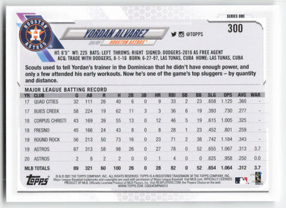 2021 Topps #300 Yordan Alvarez Houston Astros 1332