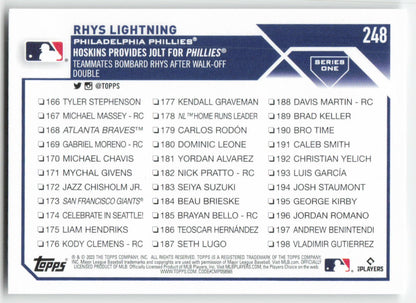 2023 Topps #248 Rhys Lightning Philadelphia Phillies 1335