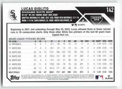 2023 Topps #142 Lucas Giolito Chicago White Sox 1342