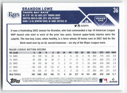 2023 Topps #36 Brandon Lowe Tampa Bay Rays 1343