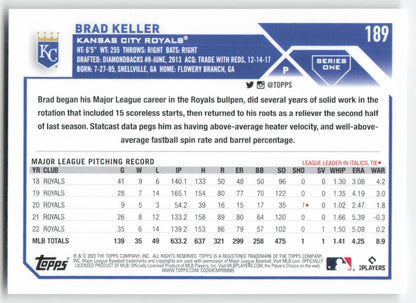 2023 Topps #189 Brad Keller Kansas City Royals 1351