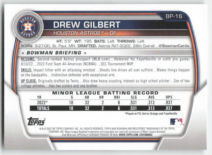 2023 Bowman #BP-16 Drew Gilbert Prospects Houston Astros 1363
