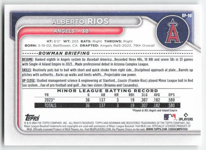 2024 Bowman #BP-98 Alberto Rios Prospects Los Angeles Angels 1374