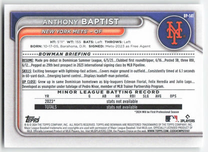 2024 Bowman #BP-141 Anthony Baptist Prospects New York Mets 1376