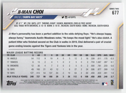 2020 Topps #677 Ji-Man Choi Tampa Bay Rays 1395