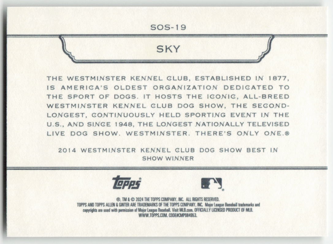 2024 Topps Allen & Ginter #SOS-19 Sky Stars of the Show Kennel Club 1402