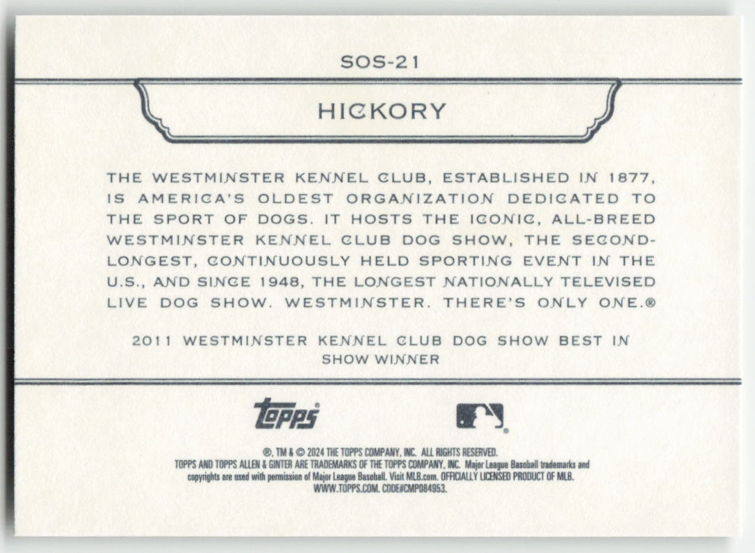 2024 Topps Allen & Ginter #SOS-21 Hickory Stars of the Show Kennel Club 1403