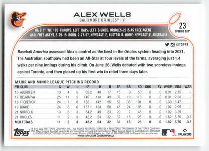 2022 Topps Opening Day #23 Alex Wells Baltimore Orioles Rookie 1404