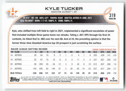 2022 Topps #319 Kyle Tucker Houston Astros 1405