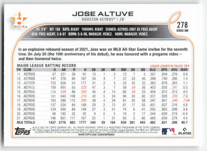 2022 Topps #278 Jose Altuve Houston Astros 1415